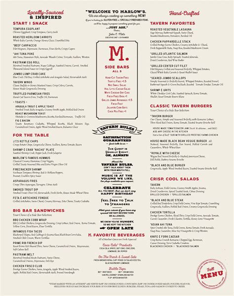 Marlow S Tavern Menu With Prices